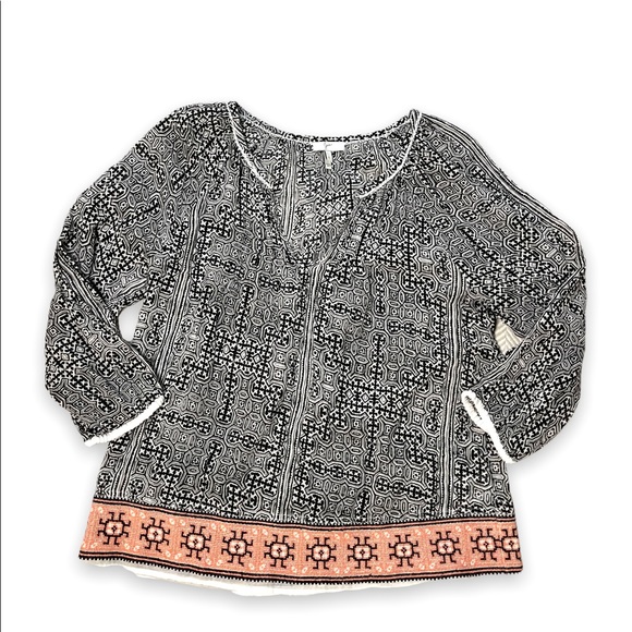 Joie Long Sleeve Lightweight Printed Tunic with Embroidery Detail - Picture 1 of 5